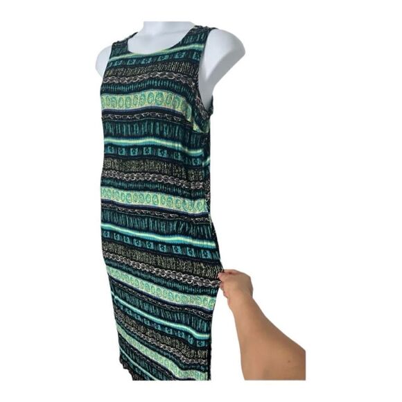 JM COLLECTION Black Blue Summer Sleeveless Stretch Maxi Shift Dress Size 3X - Picture 4 of 10